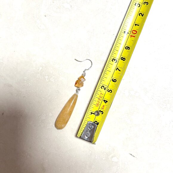 2/$20, Orange Yellow Aventurine Drop Earrings, Sterling Silver Hooks + Gemstone - Picture 7 of 10
